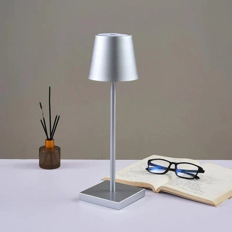 Cordless Table Lamp Tapered Shade Rechargeable Powder Coated Aluminium Touch Dimmable Restaurant Dining