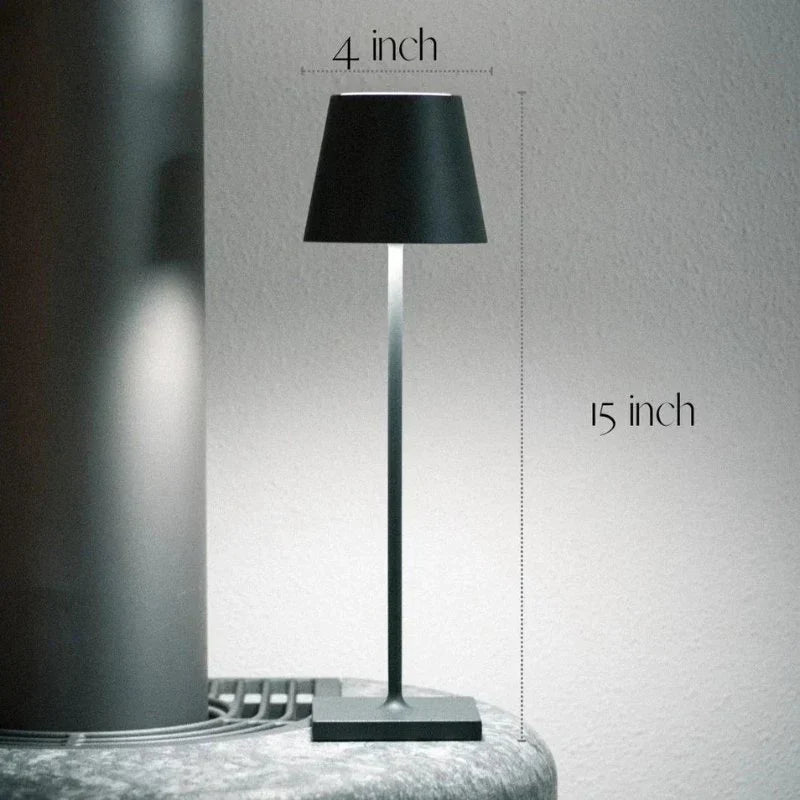 Cordless Table Lamp Tapered Shade Rechargeable Powder Coated Aluminium Touch Dimmable Restaurant Dining
