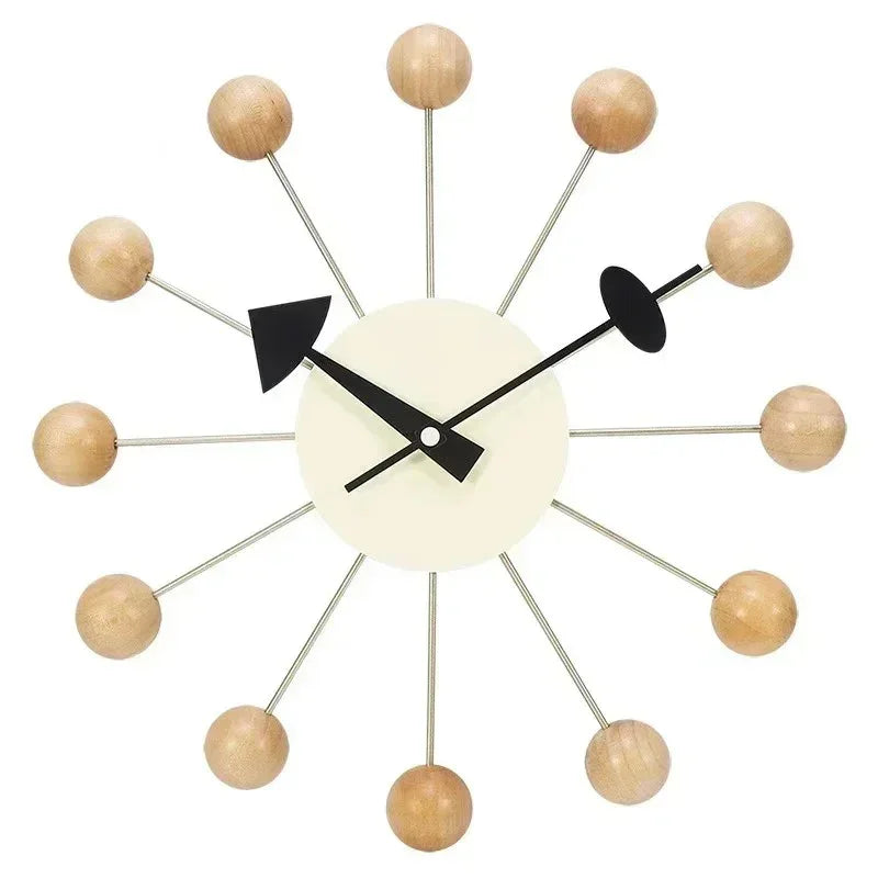 Mid Century Ball Wall Clock 33 cm Silent Quartz Movement