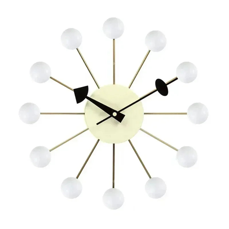Mid Century Ball Wall Clock 33 cm Silent Quartz Movement