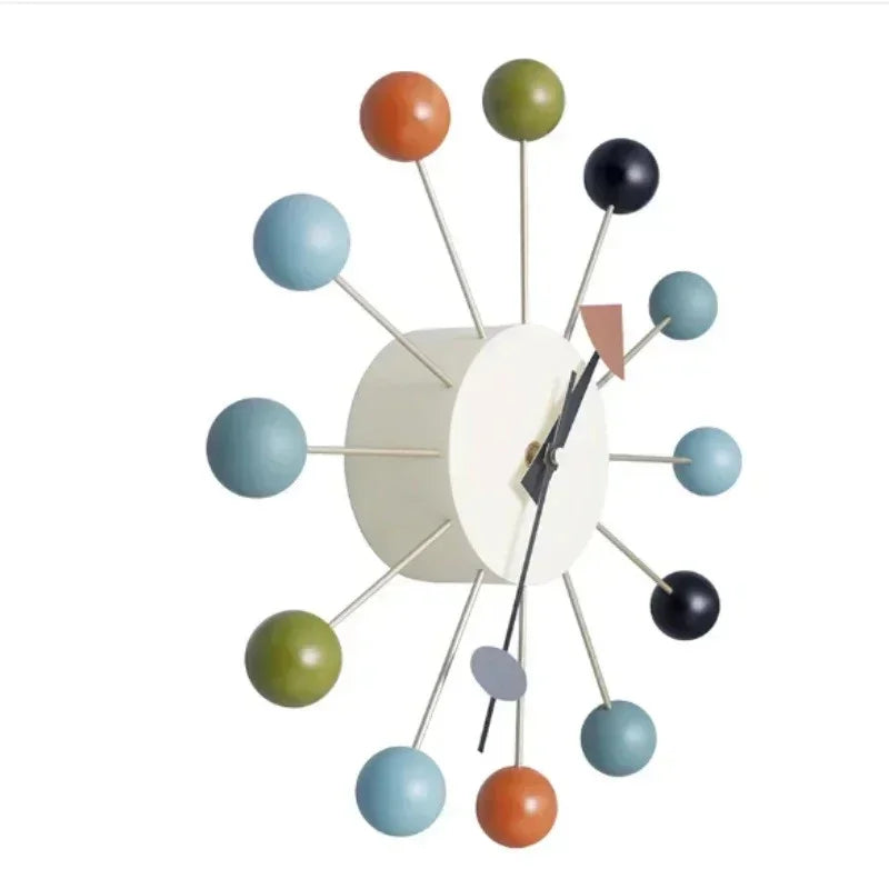 Mid Century Ball Wall Clock 33 cm Silent Quartz Movement