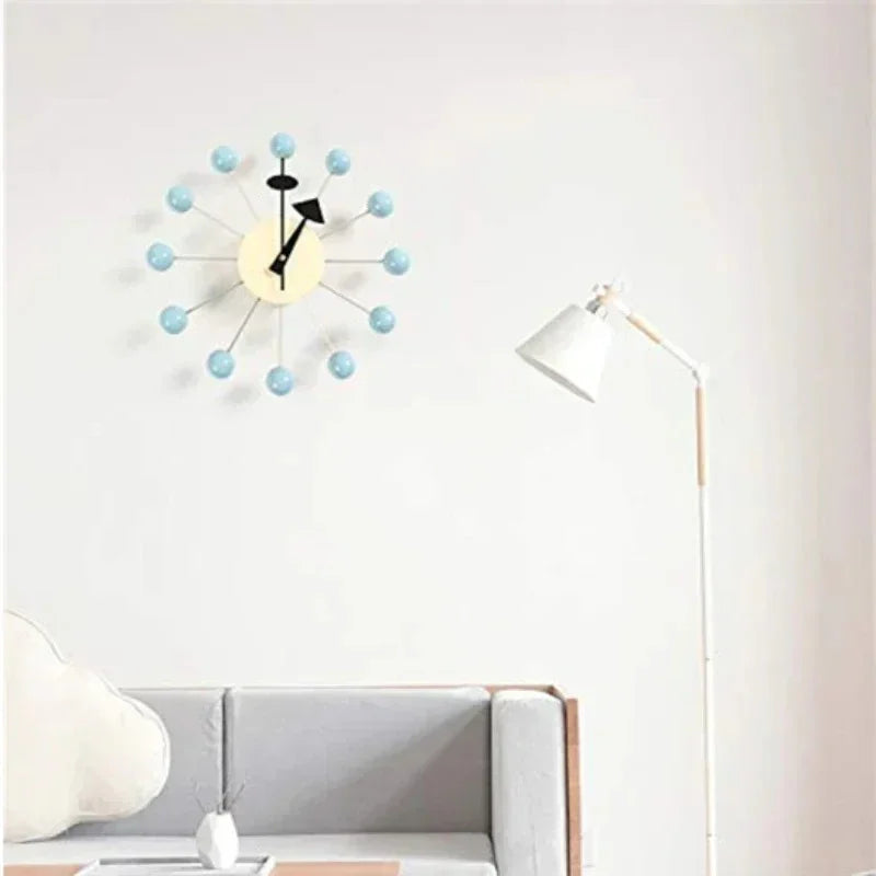 Mid Century Ball Wall Clock 33 cm Silent Quartz Movement