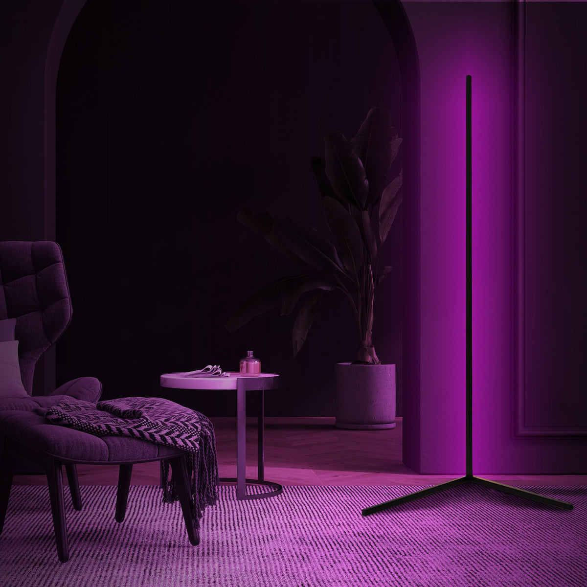 Corner Floor Lamp LED Minimalist Tripod Standing Light Remote Control Dimmable Aluminium Living Room Bedroom