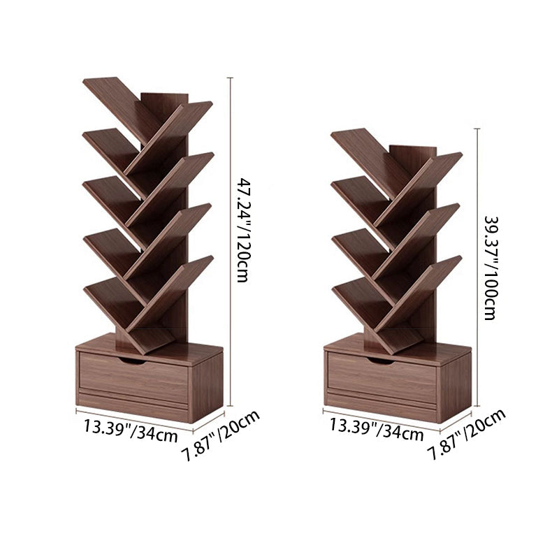 Bookshelf Narrow Tall 6 8 10 12 Tier Wooden Bookcase Storage Home Office Living Room