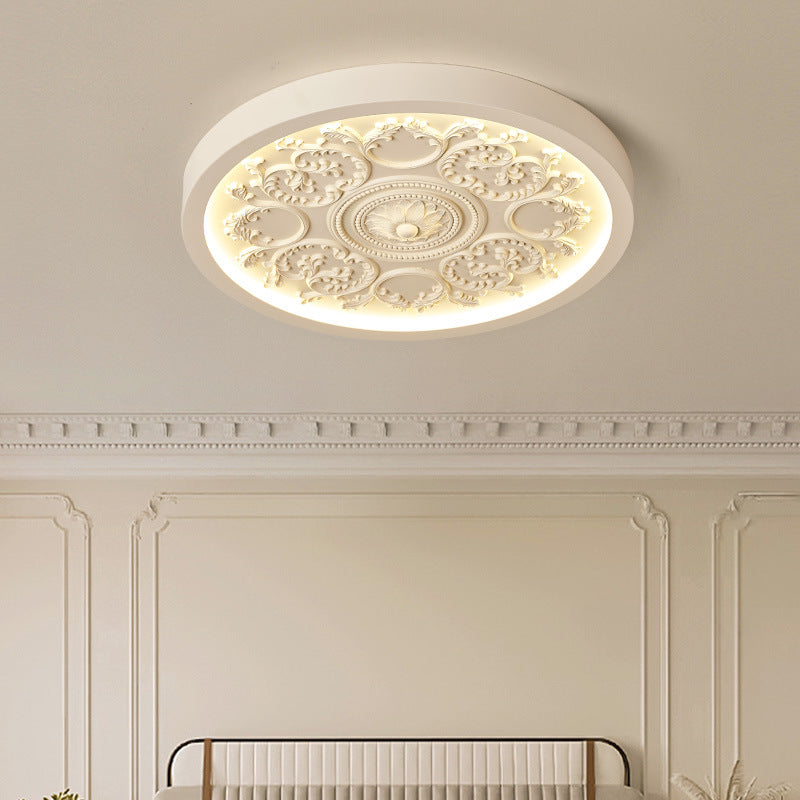 Flush Mount Ceiling Light LED Carved Dimmable Remote Minimalist Bedroom Living Room