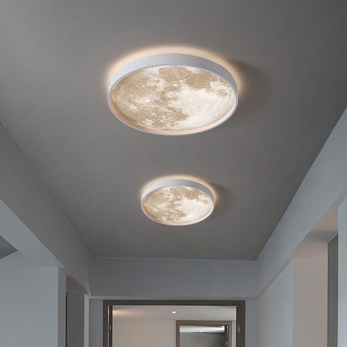 Flush Mount Ceiling Light LED Moon Round Acrylic Dimmable Minimalist Living Room Bedroom