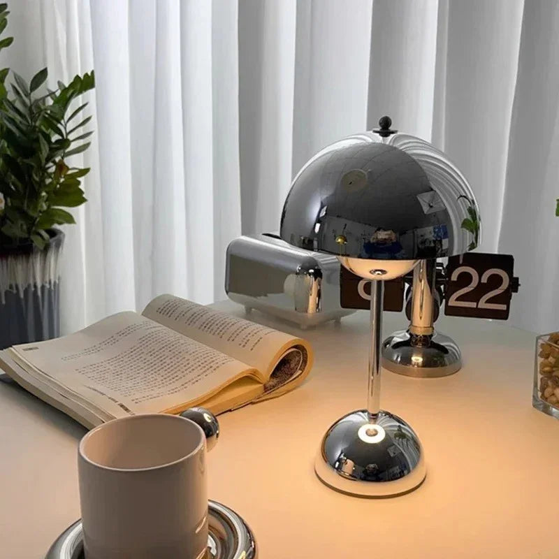 Chrome Cordless Table Lamp Rechargeable Dimmable LED