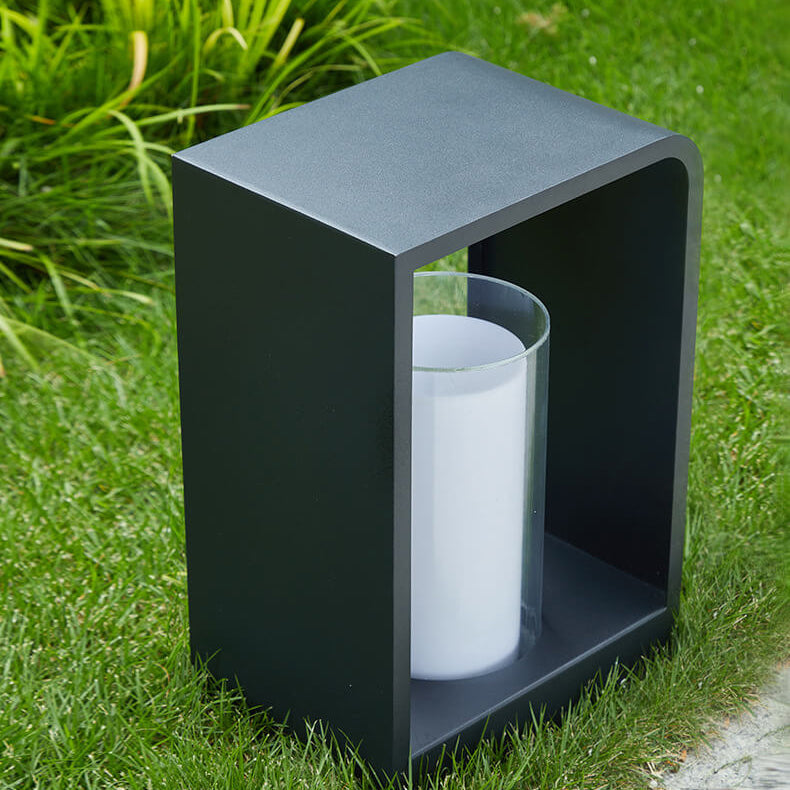 Garden Light Outdoor LED Stainless Steel Square Bollard Solar Waterproof Lawn Landscape Patio