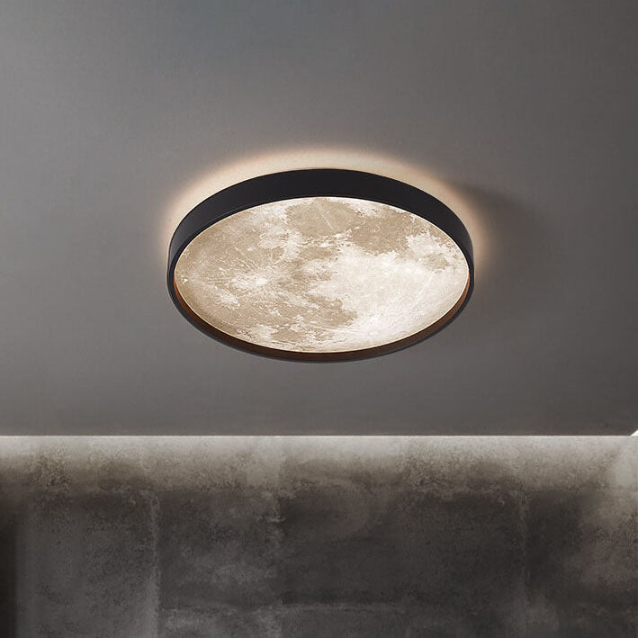 Flush Mount Ceiling Light LED Moon Round Acrylic Dimmable Minimalist Living Room Bedroom