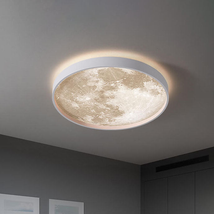 Flush Mount Ceiling Light LED Moon Round Acrylic Dimmable Minimalist Living Room Bedroom