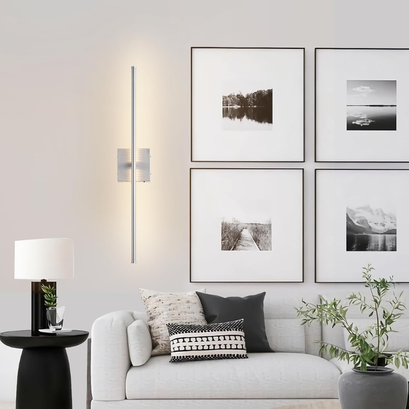 Wireless Wall Sconce Set of 2 Linear Stick Light Rechargeable Metal Dimmable Hallway Dining Room