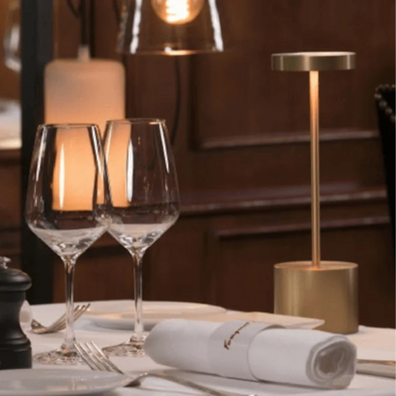 Cordless Table Lamp LED Aluminium Slim Stem Rechargeable Dimmable IP54 Restaurant Dining Bedside