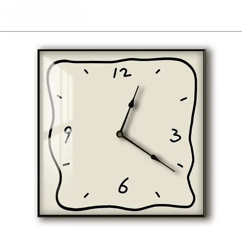 Silent Wall Clock Square Graffiti Art Face Quartz Movement