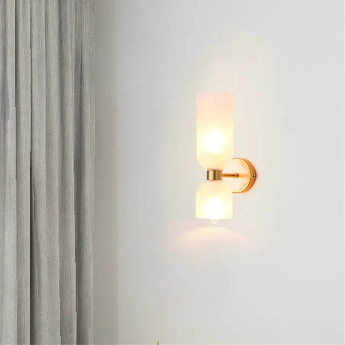 Double Glass Shade Wall Lamp E14 Sconce for Hallways