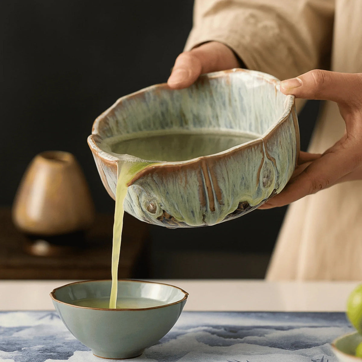 Matcha Tea Set 8 Piece Ceramic Bowl Bamboo Whisk and Sieves