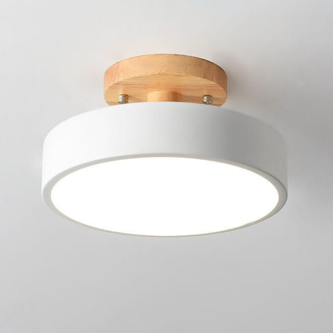 Semi Flush Mount Ceiling Light Wooden LED Nordic Bedroom Living Room Hallway