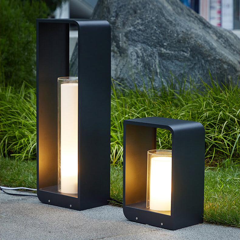 Garden Light Outdoor LED Stainless Steel Square Bollard Solar Waterproof Lawn Landscape Patio