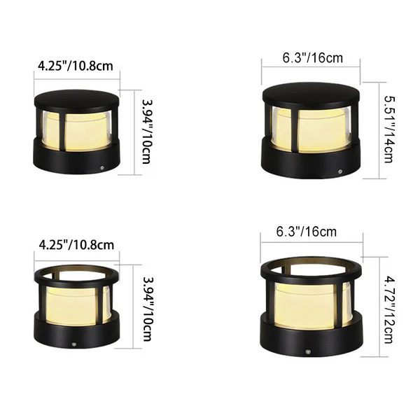 Garden Light Outdoor LED Aluminium Cylinder Bollard Waterproof Lawn Landscape Path Patio