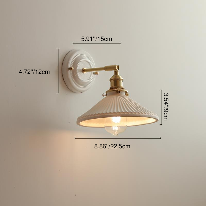 Wall Light Sconce Ceramic Brass Round Vintage Traditional Living Room Bedroom Hallway