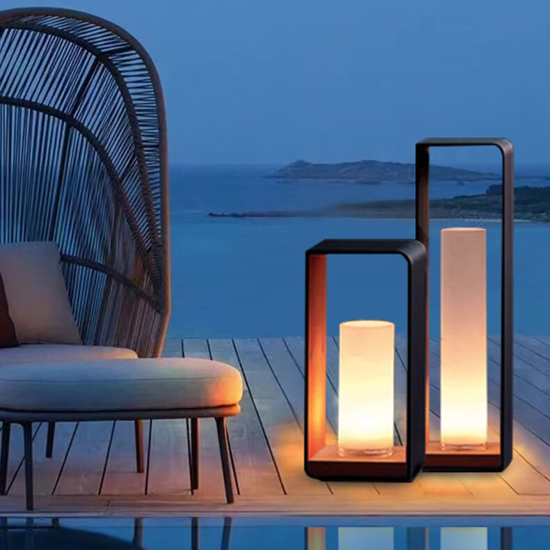 Garden Light Outdoor LED Stainless Steel Square Bollard Solar Waterproof Lawn Landscape Patio