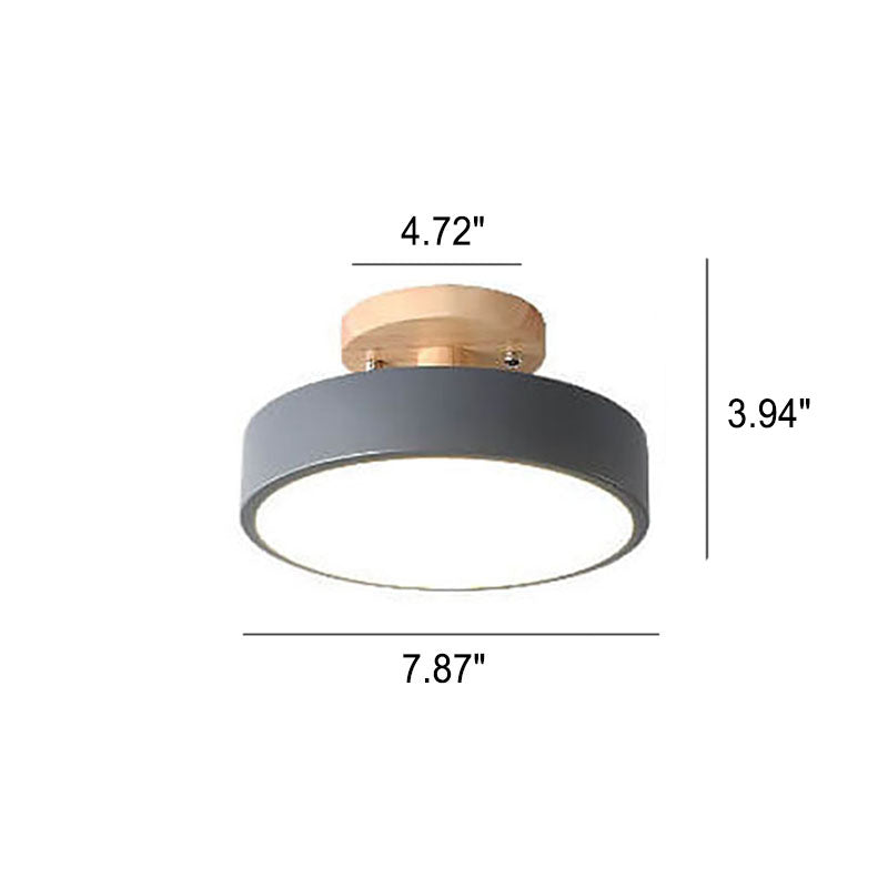 Semi Flush Mount Ceiling Light Wooden LED Nordic Bedroom Living Room Hallway