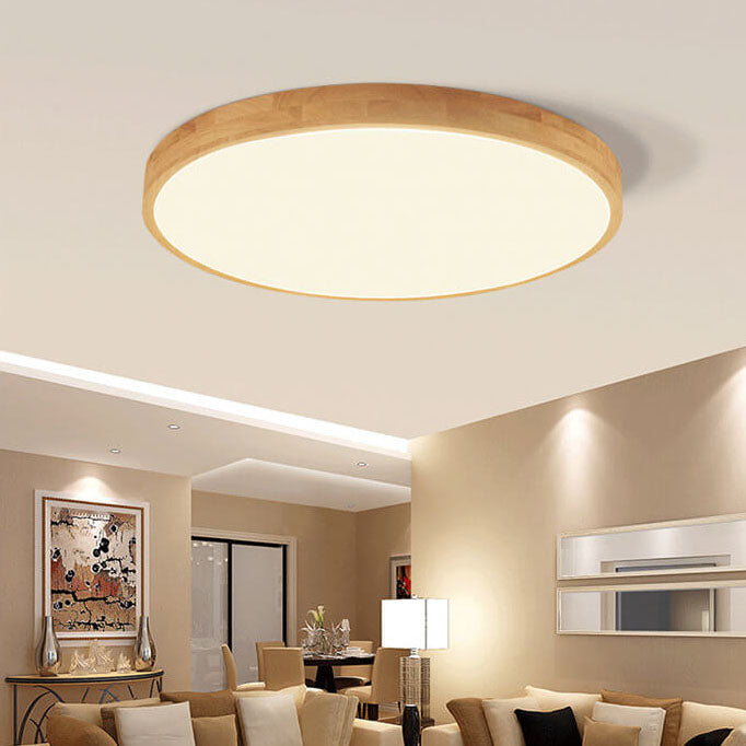 Flush Mount Ceiling Light LED Solid Wood Ultra Thin Dimmable Nordic Living Room Bedroom