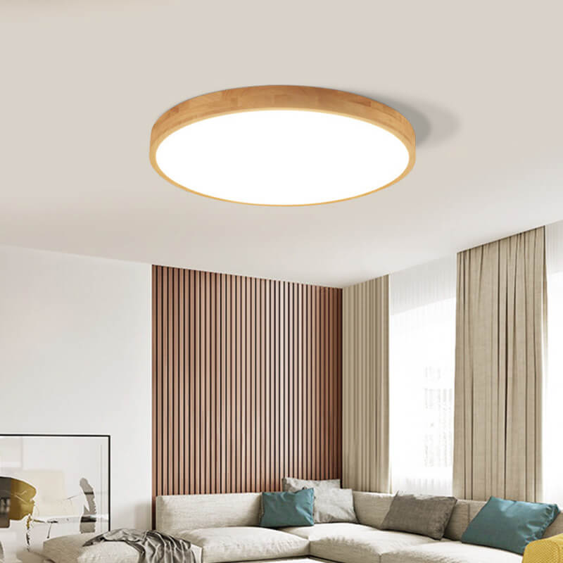 Flush Mount Ceiling Light LED Solid Wood Ultra Thin Dimmable Nordic Living Room Bedroom