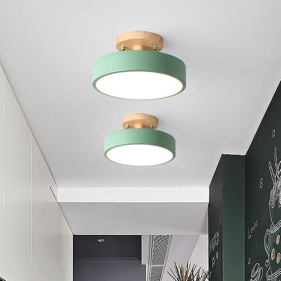 Semi Flush Mount Ceiling Light Wooden LED Nordic Bedroom Living Room Hallway
