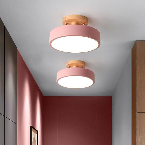 Semi Flush Mount Ceiling Light Wooden LED Nordic Bedroom Living Room Hallway