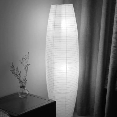 Floor Lamp Rice Paper Shade 2 Light Standing Column Nordic Bedroom Living Room Study