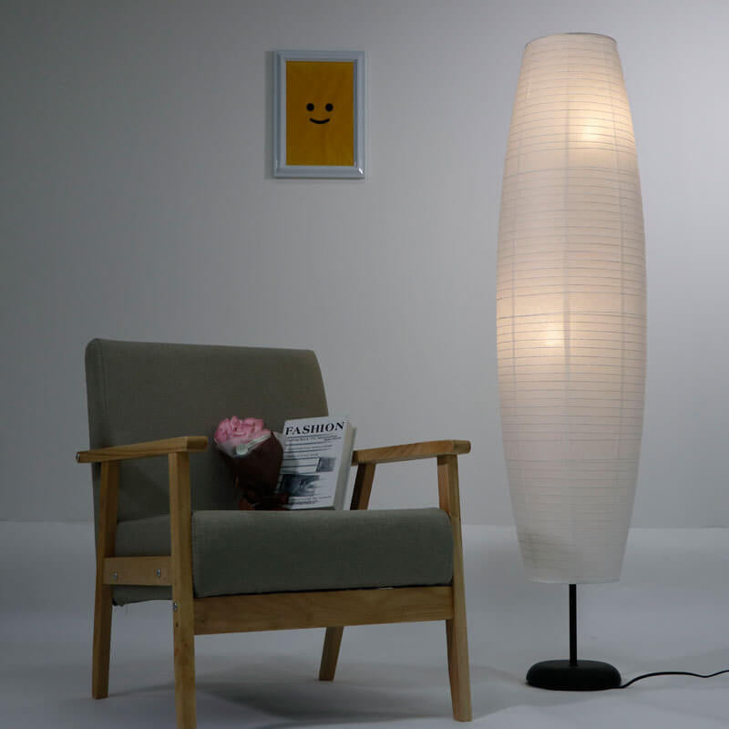 Floor Lamp Rice Paper Shade 2 Light Standing Column Nordic Bedroom Living Room Study