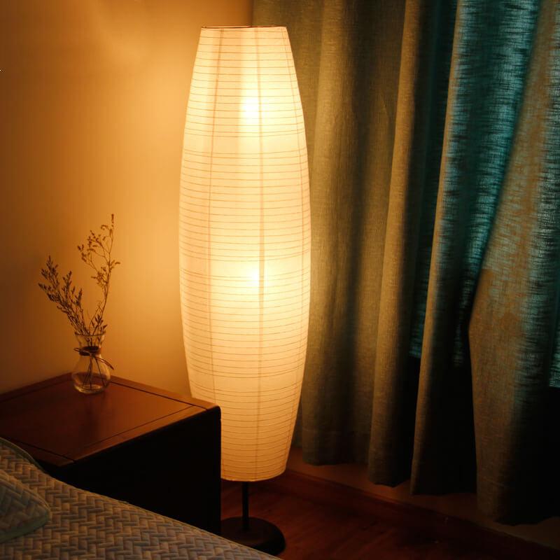 Floor Lamp Rice Paper Shade 2 Light Standing Column Nordic Bedroom Living Room Study