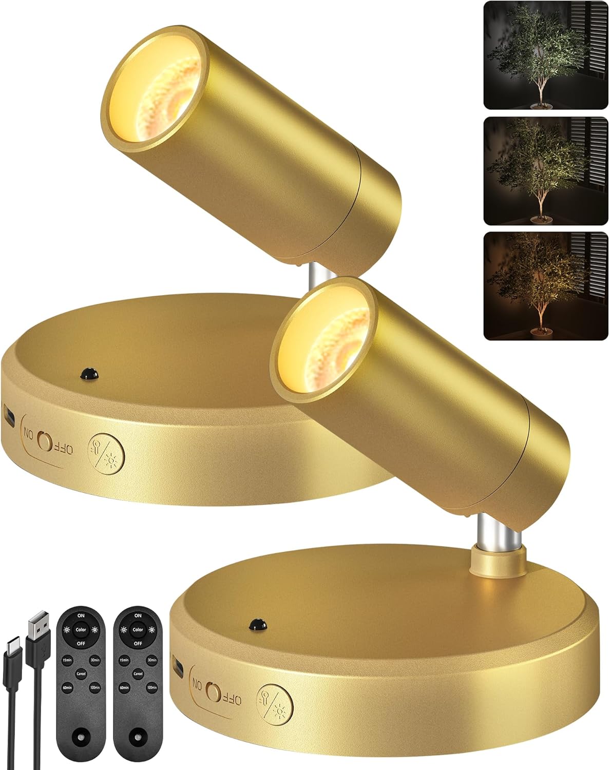 Picture Light Rechargeable LED Spotlight Wireless Remote Control Touch Dimmable Artwork Shelf Accent