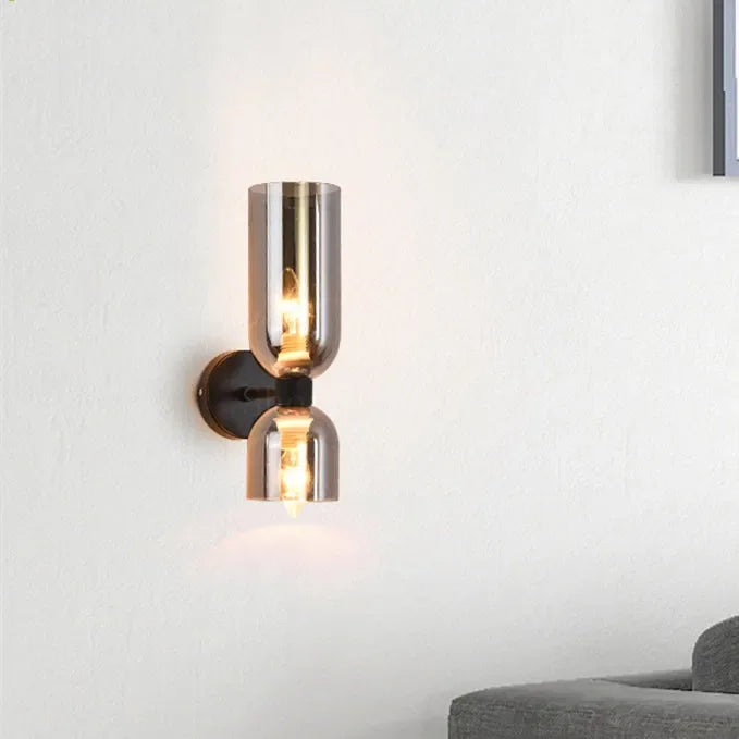 Double Glass Shade Wall Lamp E14 Sconce for Hallways