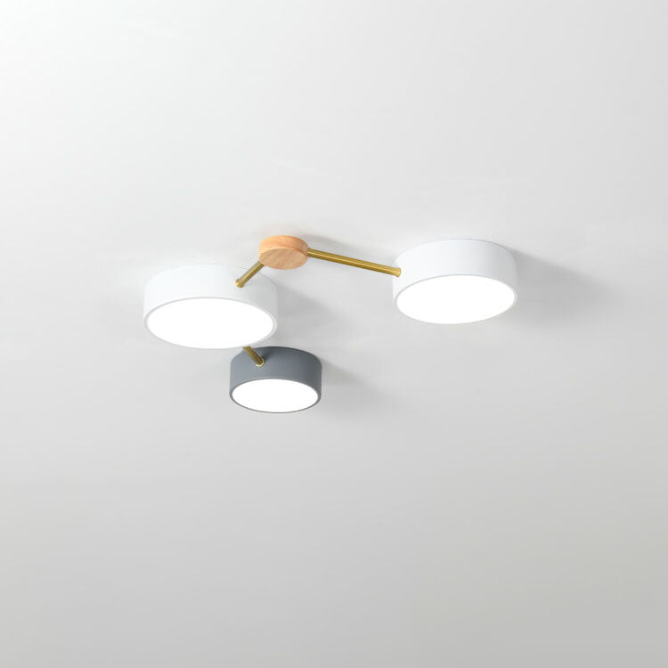 Flush Mount Ceiling Light LED Solid Wood Iron Linear Scandinavian Living Room Hallway