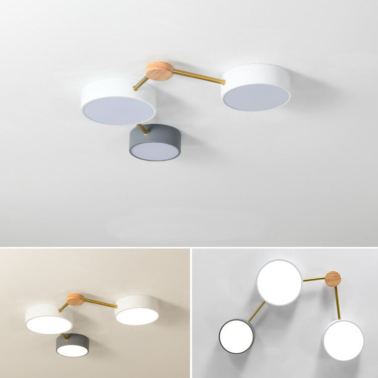 Flush Mount Ceiling Light LED Solid Wood Iron Linear Scandinavian Living Room Hallway
