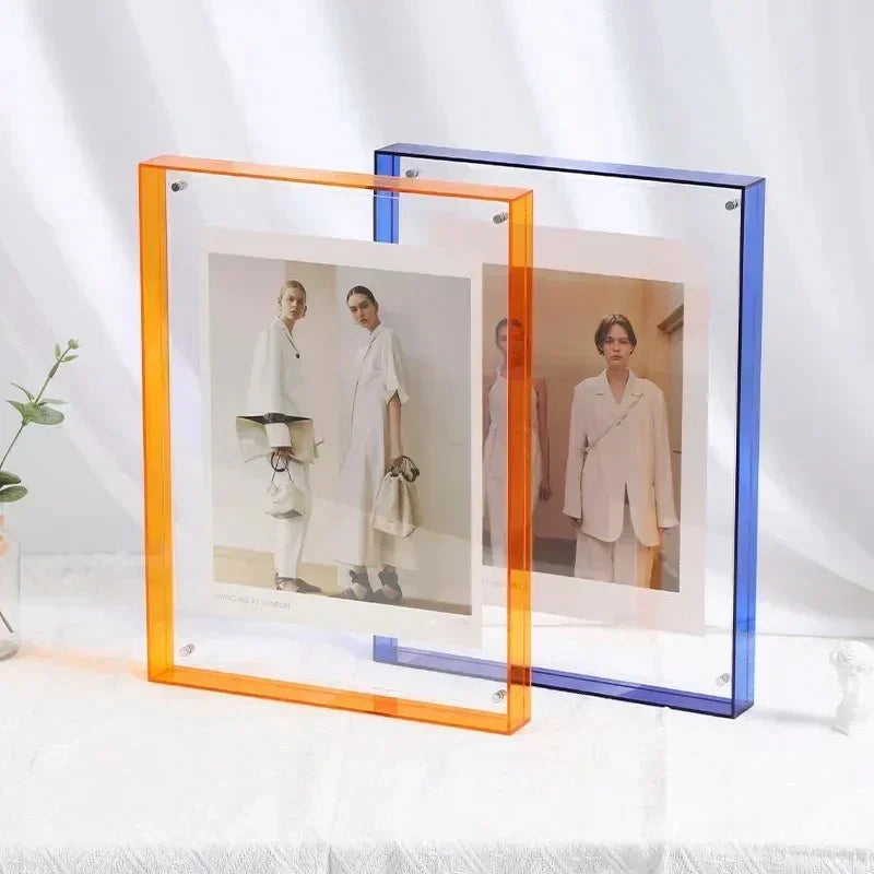 Acrylic Picture Frame with Coloured Edge for Wall and Desk