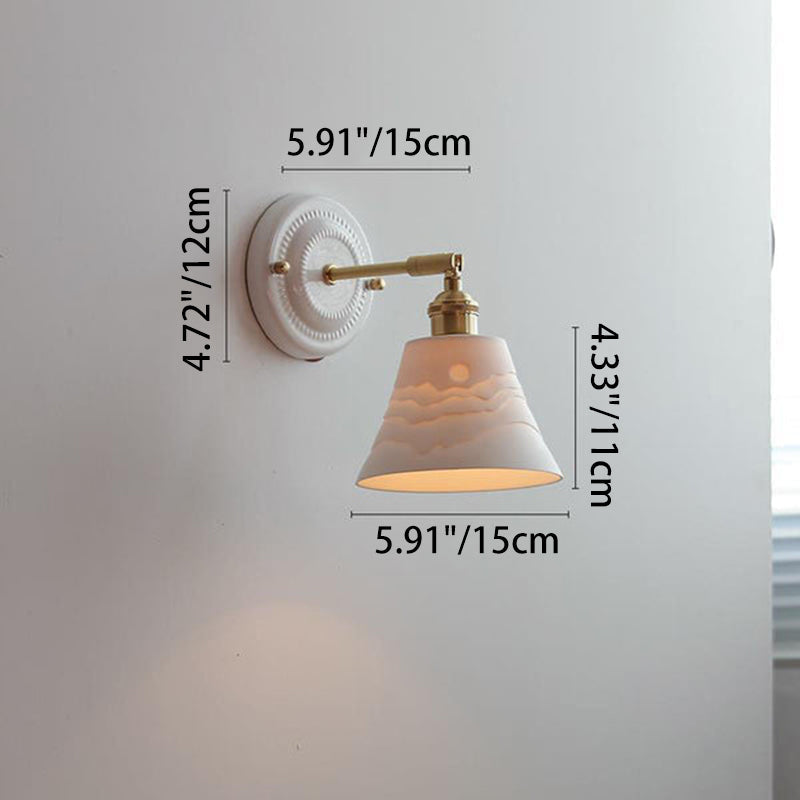 Wall Light Sconce Ceramic Brass Round Vintage Traditional Living Room Bedroom Hallway