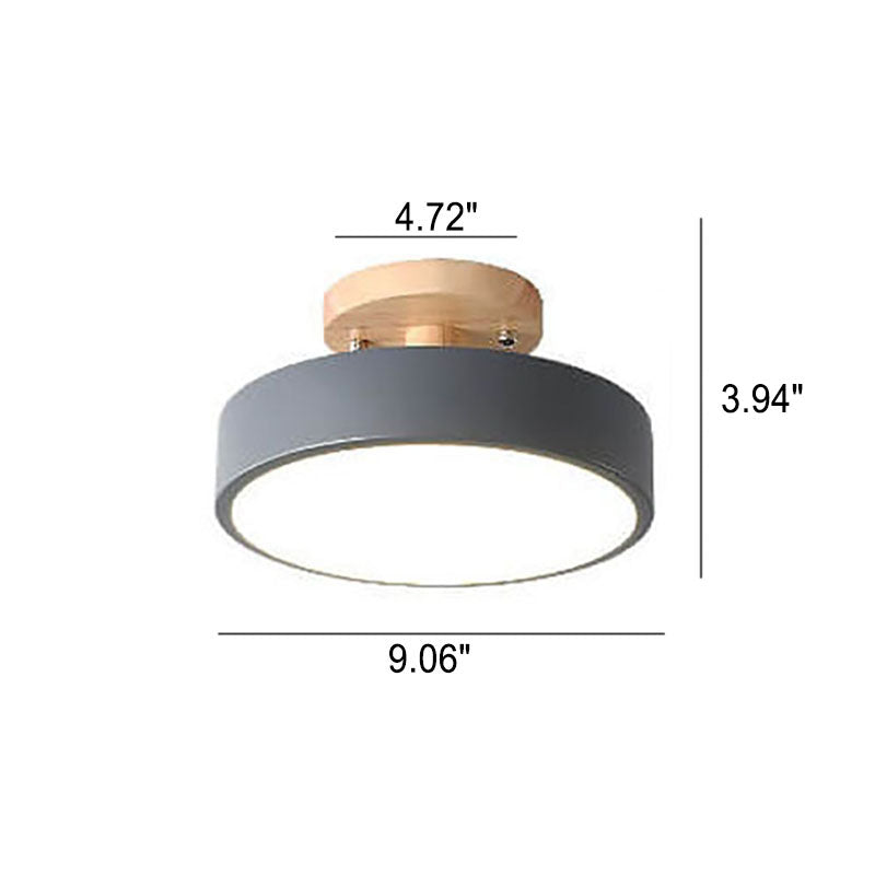 Semi Flush Mount Ceiling Light Wooden LED Nordic Bedroom Living Room Hallway