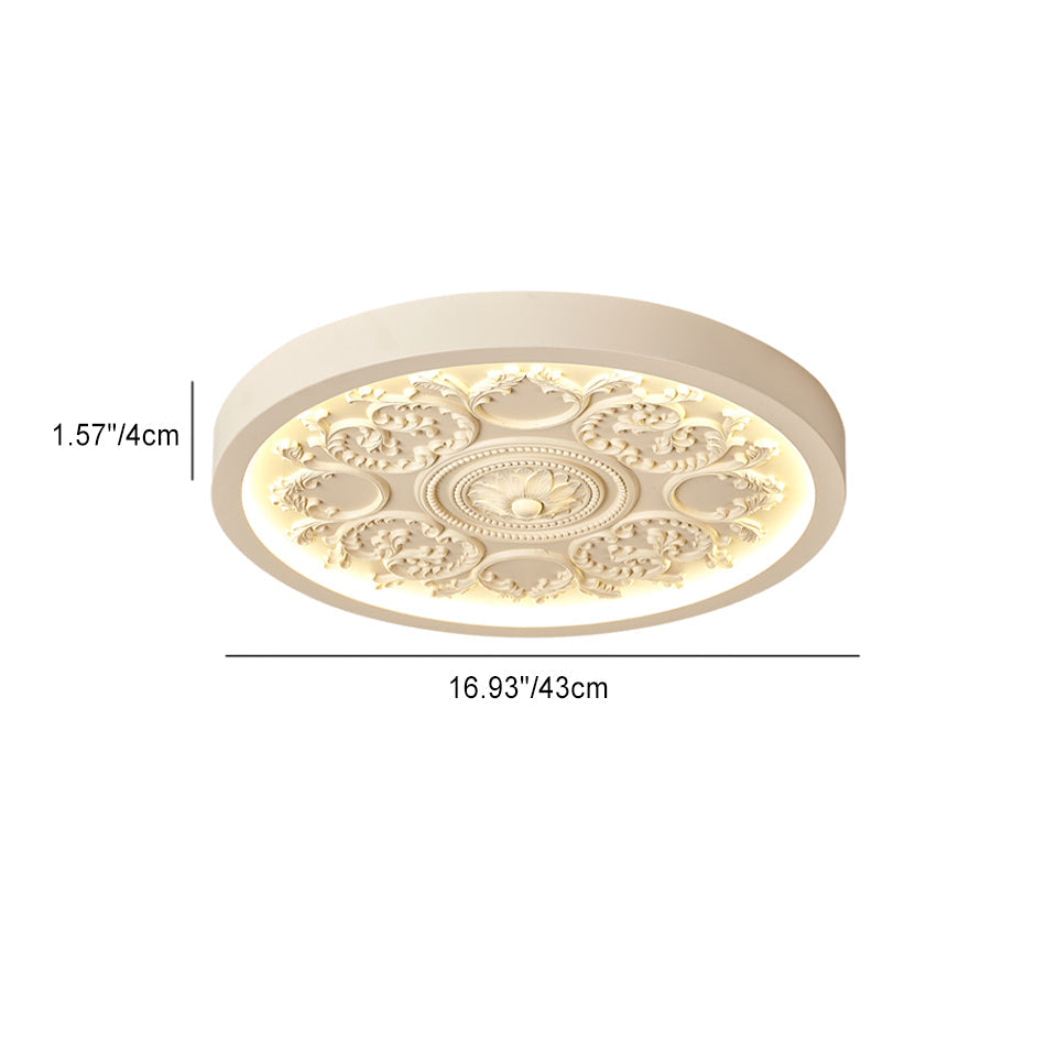 Flush Mount Ceiling Light LED Carved Dimmable Remote Minimalist Bedroom Living Room