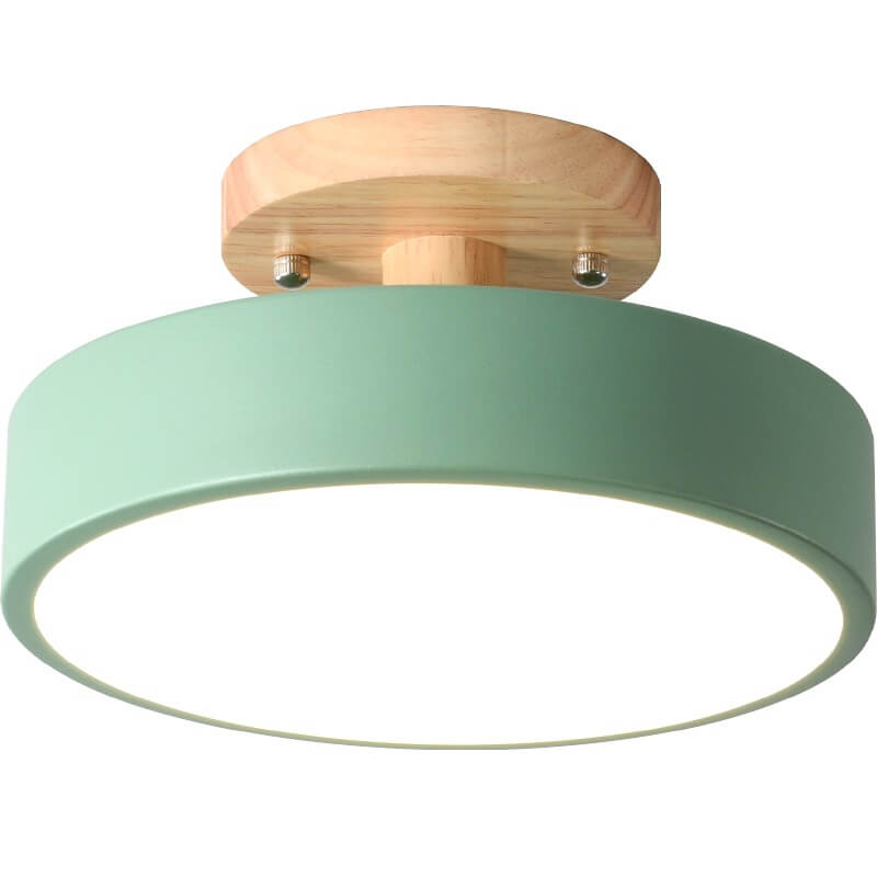 Semi Flush Mount Ceiling Light Wooden LED Nordic Bedroom Living Room Hallway