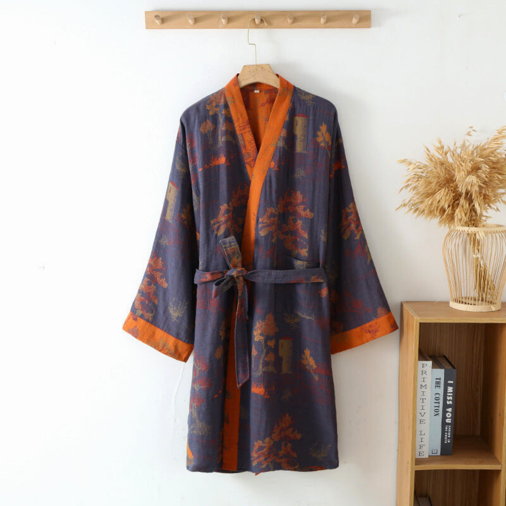 Bathrobe Kimono Waffle Weave Breathable Unisex Lounge Spa Robe Bathroom