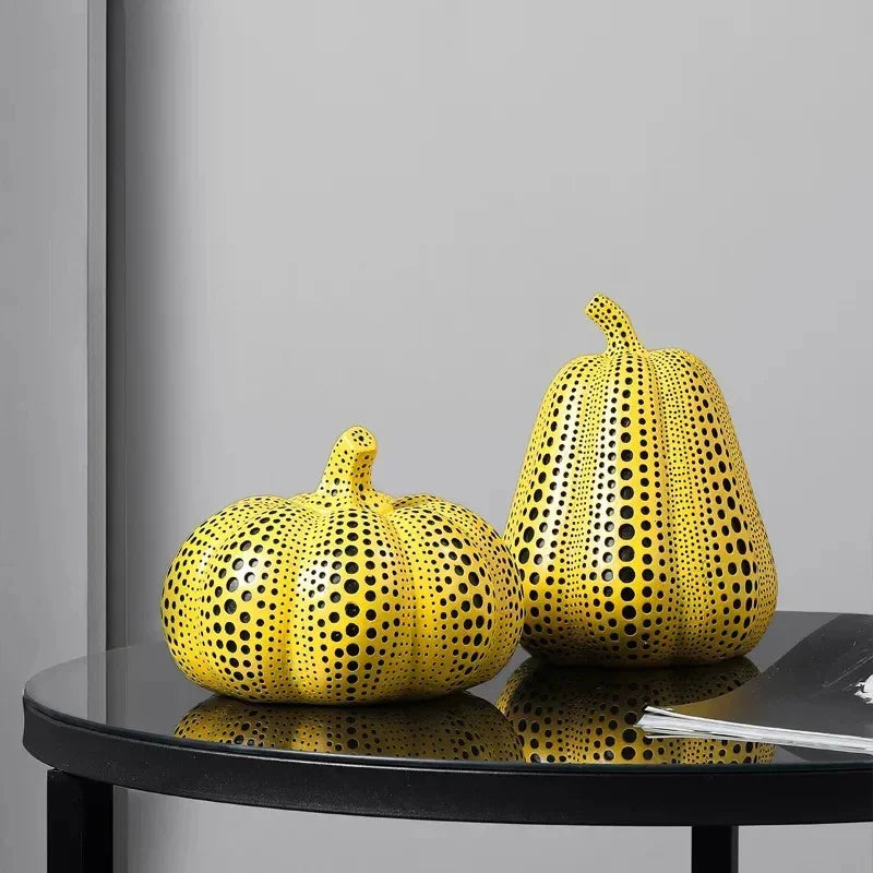 Polka Dot Ornament Collection Pumpkin Pear Owl and Bird