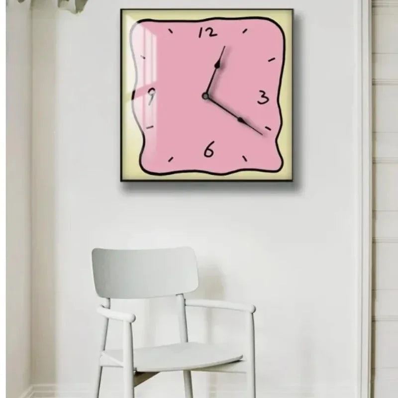 Silent Wall Clock Square Graffiti Art Face Quartz Movement