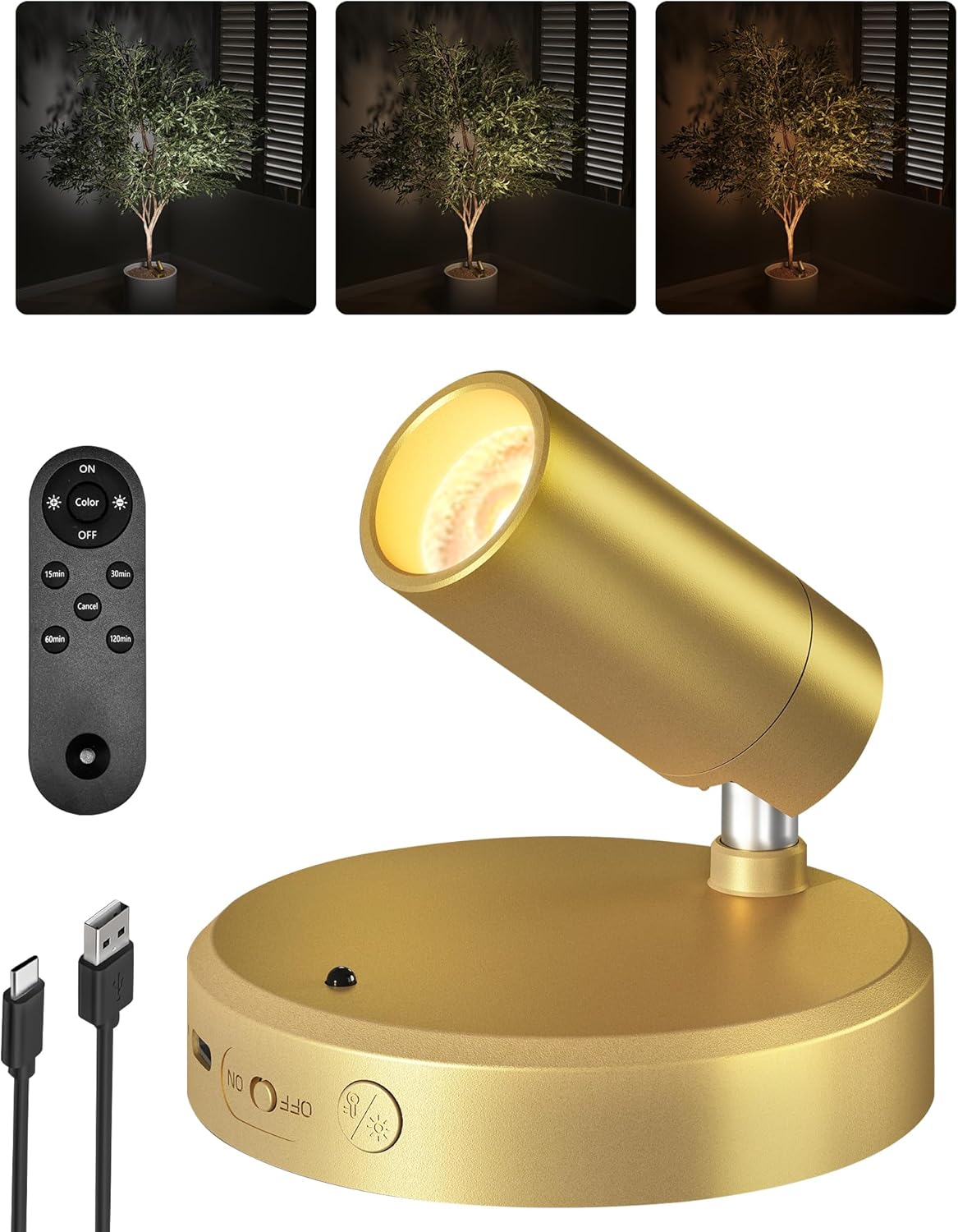 Picture Light Rechargeable LED Spotlight Wireless Remote Control Touch Dimmable Artwork Shelf Accent