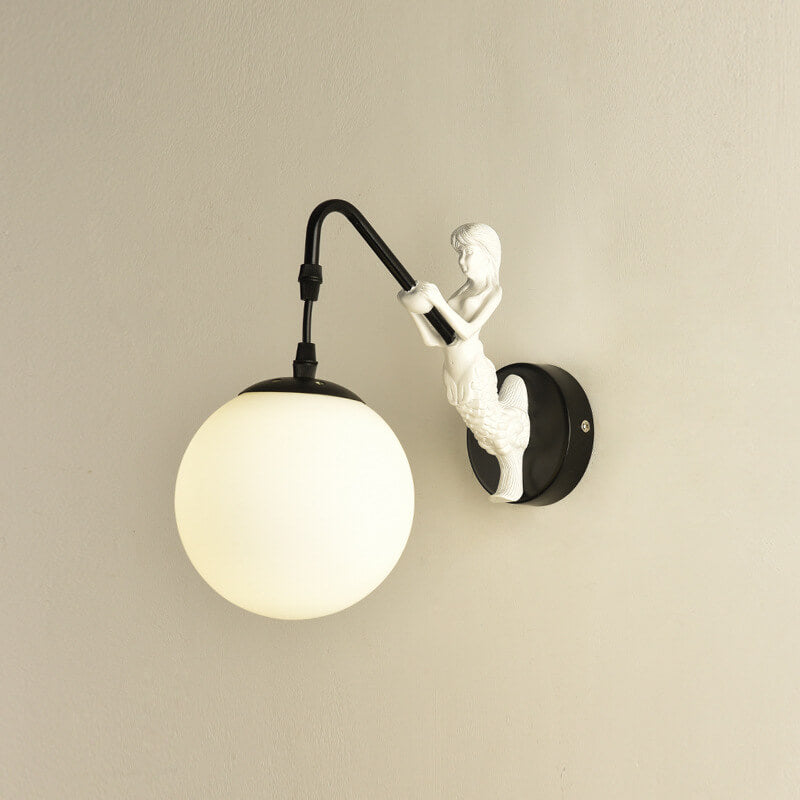 Wall Light Sconce Orb Glass Shade Vintage Rustic Bedroom Living Room Hallway
