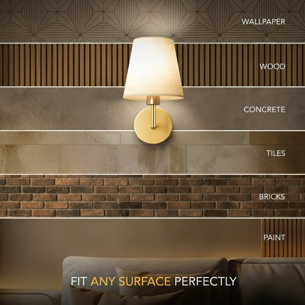 Battery Powered Wall Light Set of 2 Fabric Shade Iron Frame Rechargeable Remote Dimmable Bedroom