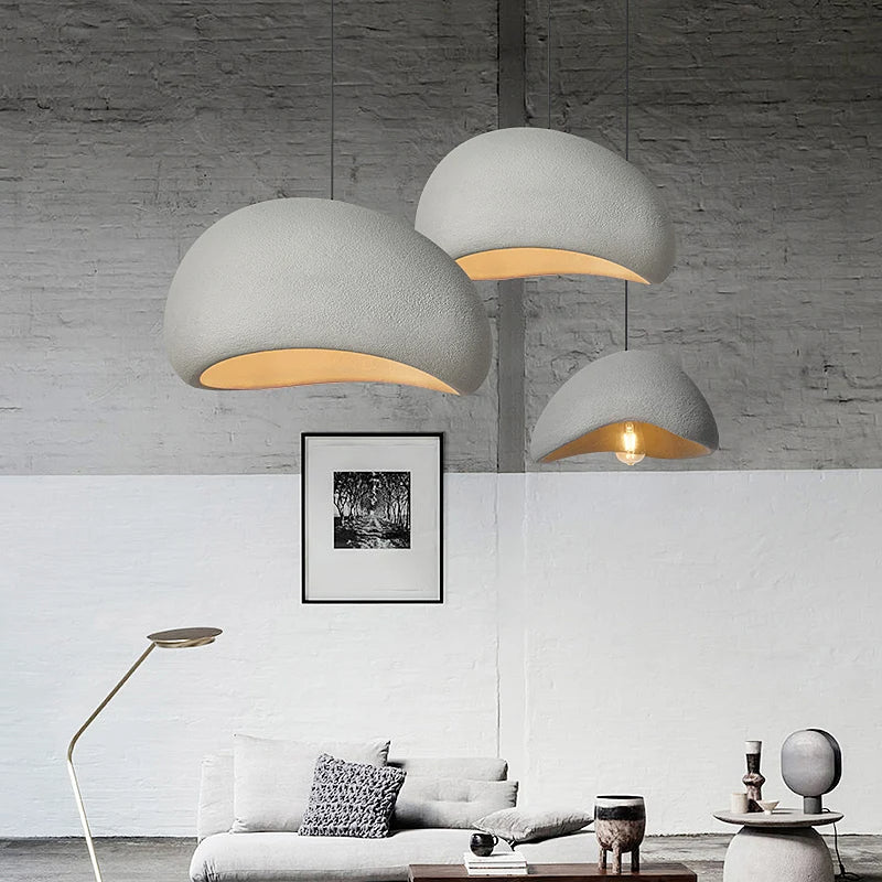 Pendant Light Wabi Sabi Fibreglass Dome Minimalist Dining Room Bedroom Cafe