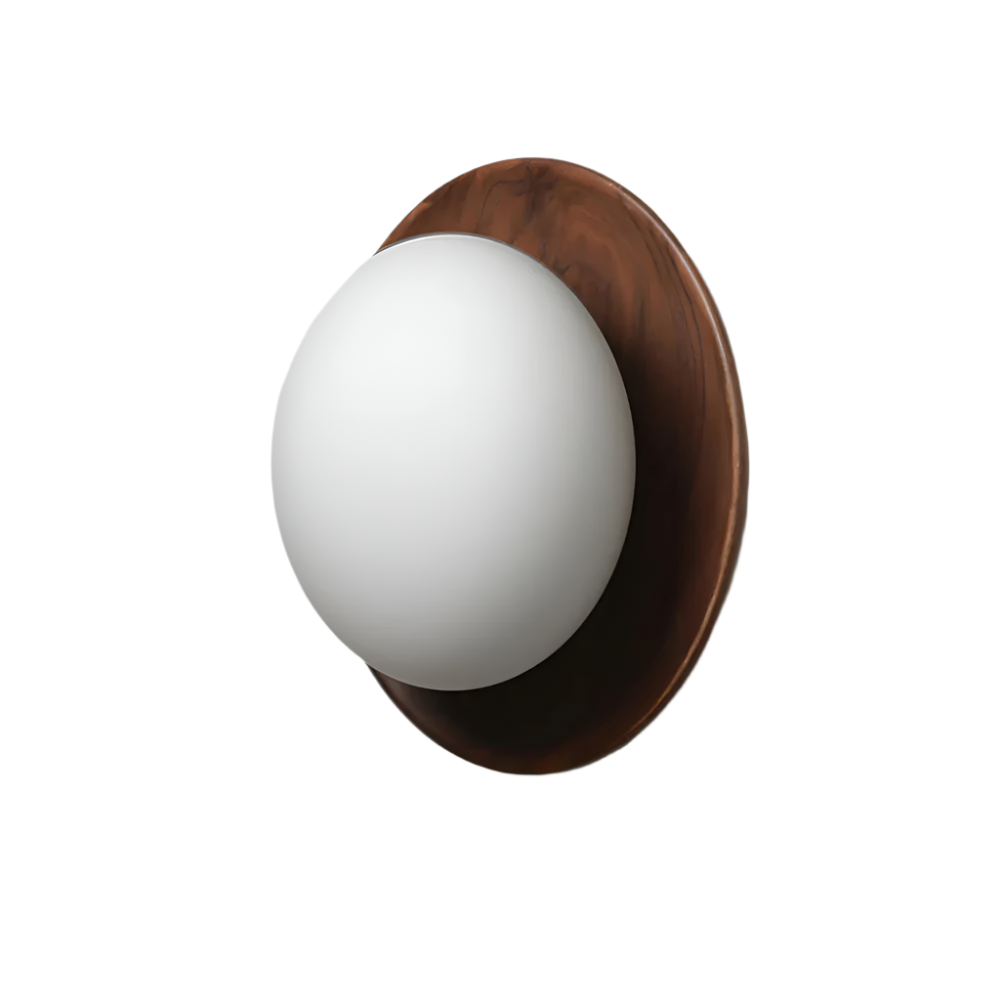 Wall Light LED Solid Wood Round Disc Minimalist Nordic Bedroom Hallway Reading
