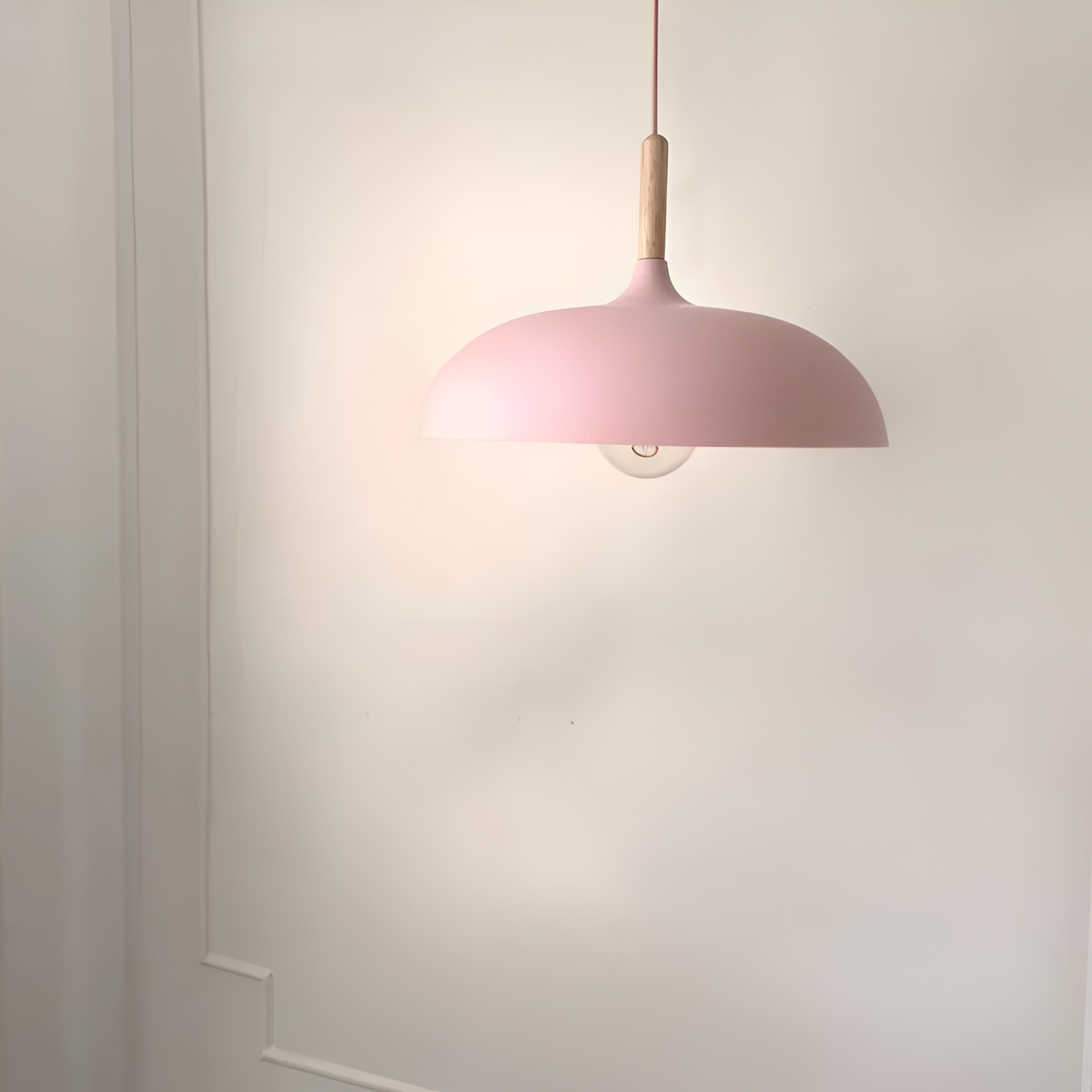 Pendant Light Solid Wood Iron Drum Shade Nordic Kitchen Island Dining Room